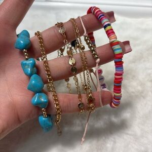Gold and Turquoise Bracelet Set